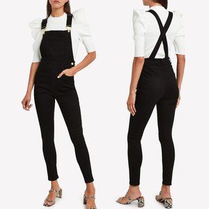 WeWoreWhat Black Stretch Denim High Rise Skinny Bib Overalls X-Small Jumpsuit XS
